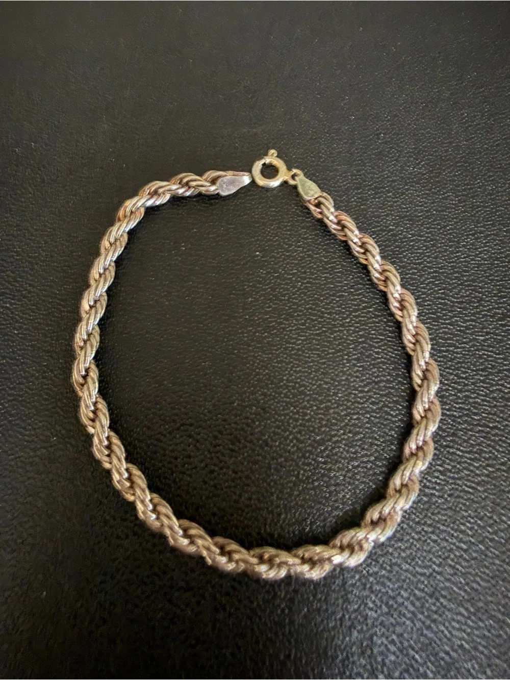 Thick sterling silver braided rope bracelet